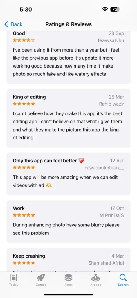 review in ios store