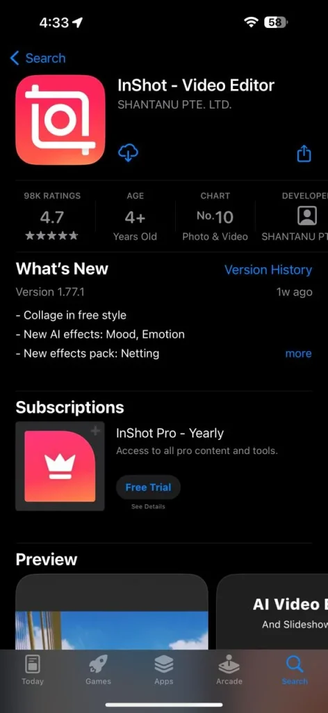 download inshot ios store