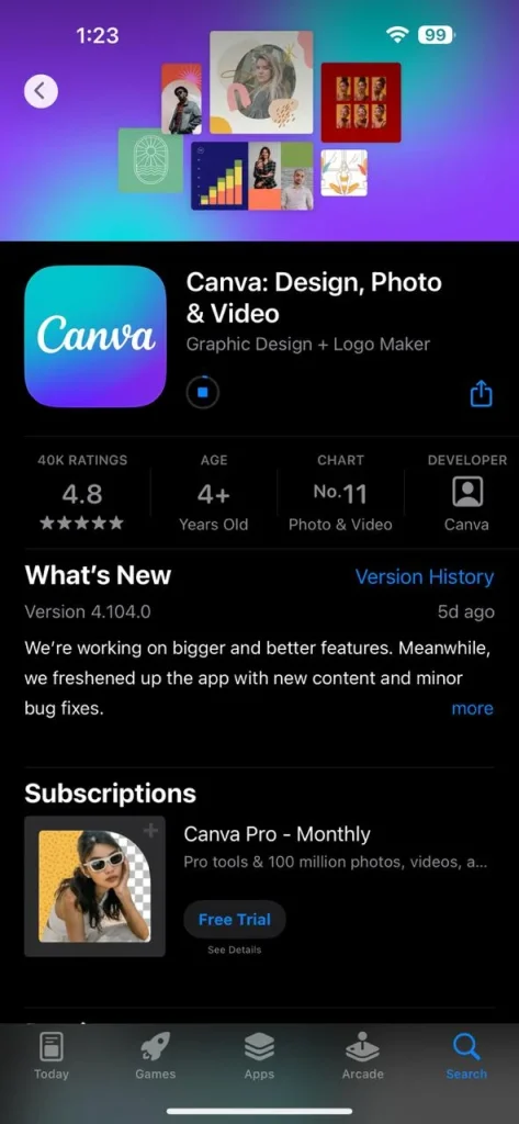 canva ios store