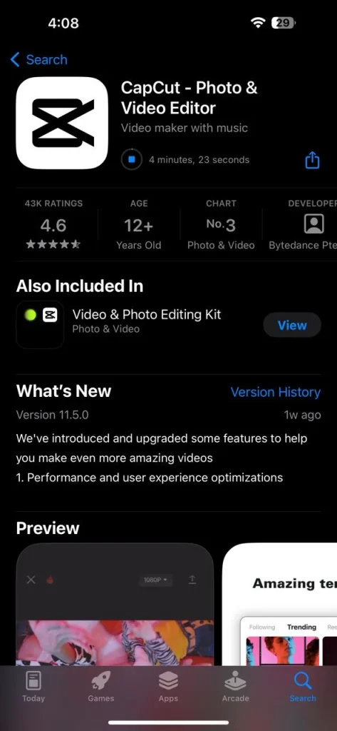 capcut download ios