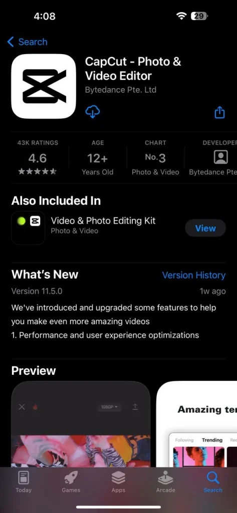 capcut download ios